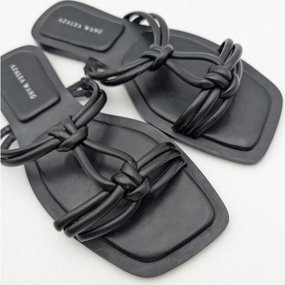 Azalea Wang Stetson Tubular Straps Knot Flat Sandals Women's Black Size US7 EU38 - Picture 13 of 13